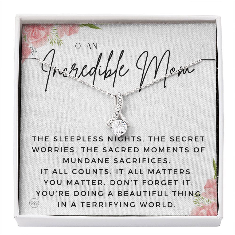 Gift for Mom | For An Incredible Mom, Mother's Day Necklace, From Daughter, Gift for New Mom, Pregnant Sister Gift, Christmas Gift 1112aadBA