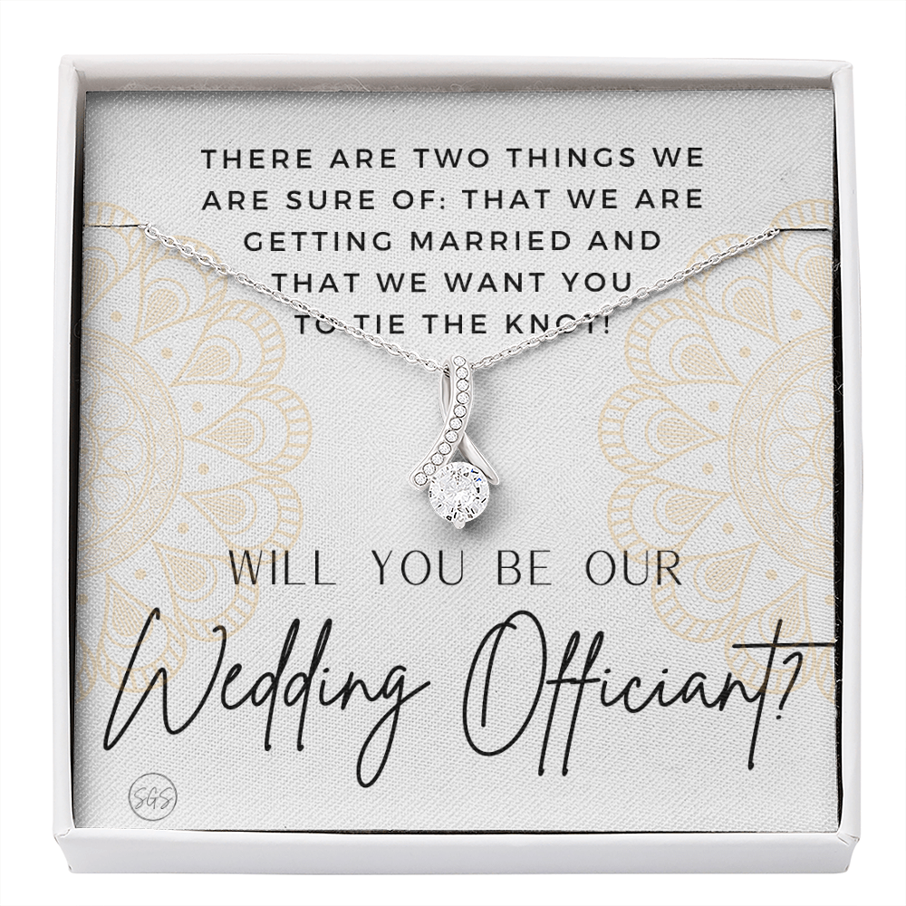 Wedding Officiant Proposal Gift | Will You Marry Us? Will You Be Our Officiant? For Friends, Best Friend Bestie Necklace Bridal Party 0817hbbA