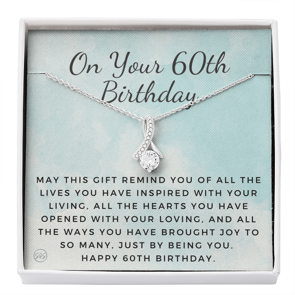 60th Birthday Gift for Women | Bday Present for Mom, Stepmom, Grandma, Friend, Employee, Funny and Heartfelt Card and Necklace 2803b