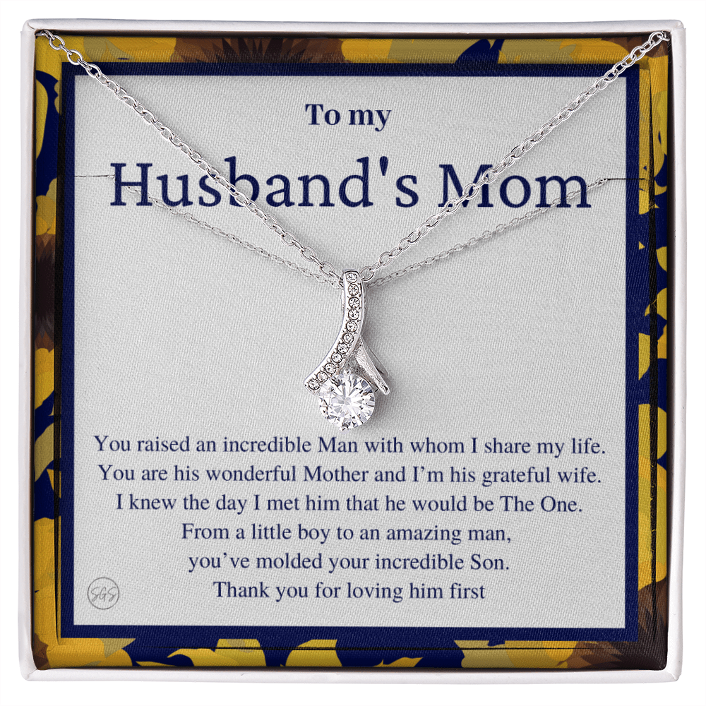 Husband's Mom Gift | Mother in Law Gift, Mother's Day Gift, From Daughter-in-Law, Mother of the Groom Necklace, Birthday, Thank You 0418dB