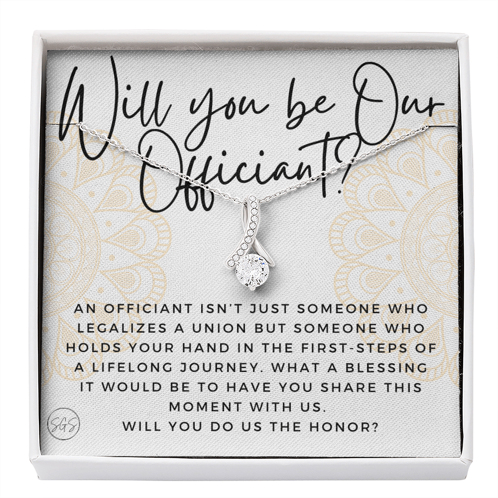 Wedding Officiant Proposal Gift | Will You Marry Us? Will You Be Our Officiant? For Friends, Best Friend Bestie Necklace Bridal Party 0817abA