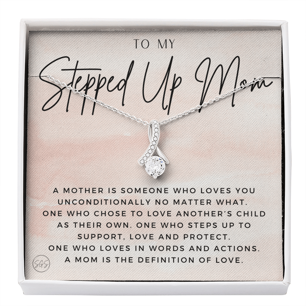 Stepped Up Mom | Gift for Stepmom, Bonus Mom, Stepmother, Grandma, Second Mama, From Step Daughter Son, Christmas, Birthday, Foster 1026bB