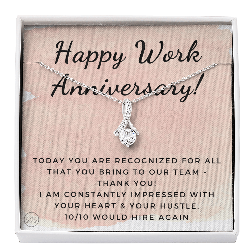 Happy Work Anniversary! Gift From Boss, Hustle, Congrats, Thank You, Christmas, Necklace, Team, Office Present, Employee Appreciation 1029aBA