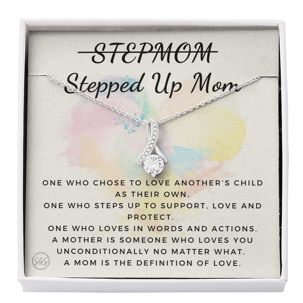 Stepped Up Mom | Gift for Stepmom, Bonus Mom, Stepmother, Grandma, Second Mama, From Step Daughter Son, Christmas, Birthday, Foster 1026eB