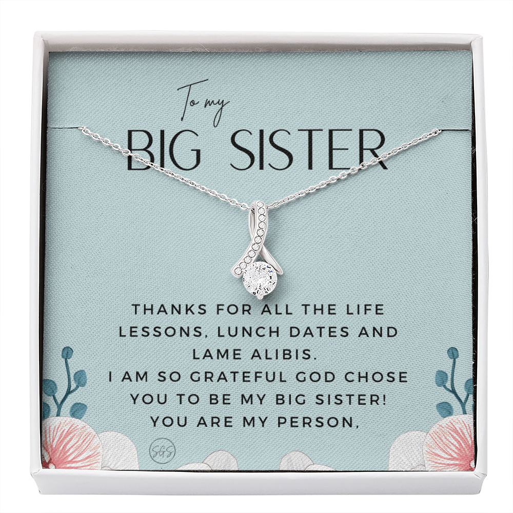 Big Sister Gift | Necklace for Older Sister, Christmas Idea, Birthday Present from Younger Sister, Best Big Sis, Heartfelt & Cute 1111gcBA