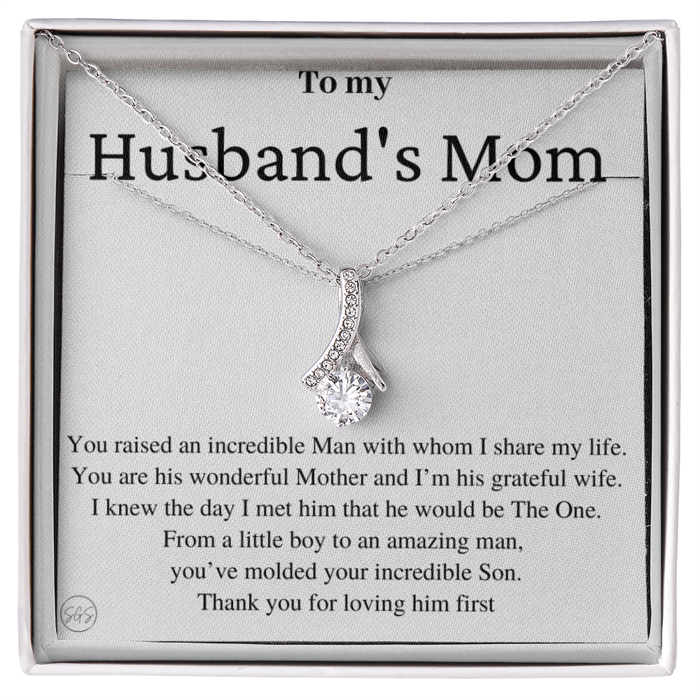 Husband's Mom Gift | Mother in Law Gift, Mother's Day Gift, From Daughter-in-Law, Mother of the Groom Necklace, Birthday, Thank You 0418aB