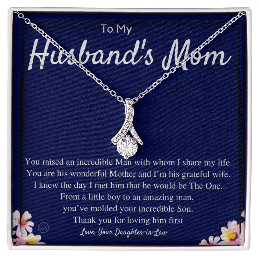 Husband's Mom Gift | Mother in Law Gift, Mother's Day Gift, From Daughter-in-Law, Mother of the Groom Necklace, Birthday, Thank You 0418cB
