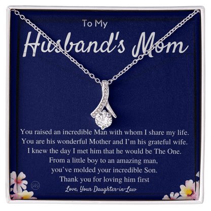 Husband's Mom Gift | Mother in Law Gift, Mother's Day Gift, From Daughter-in-Law, Mother of the Groom Necklace, Birthday, Thank You 0418cB