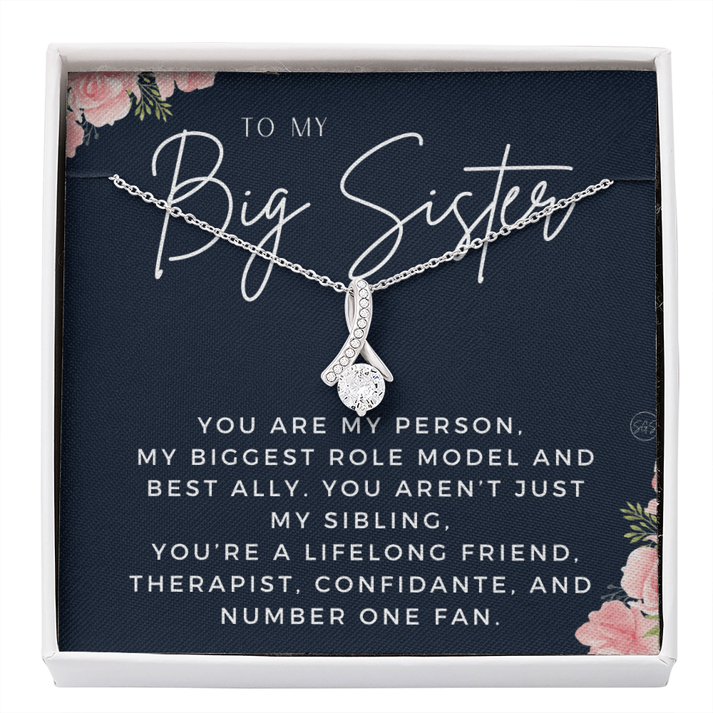 Big Sister Gift | Necklace for Older Sister, Christmas Idea, Birthday Present from Younger Sister, Best Big Sis, Heartfelt & Cute 1111bBA