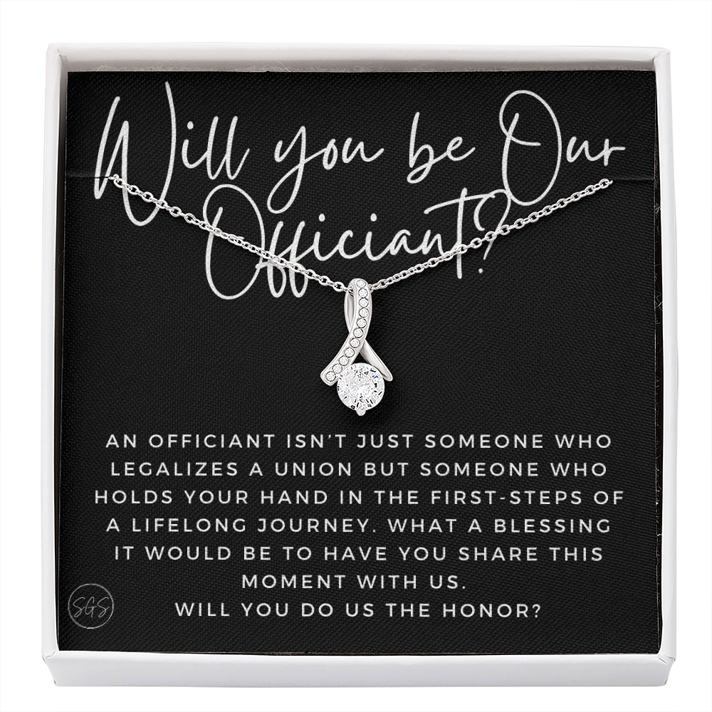 Wedding Officiant Proposal Gift | Will You Marry Us? Will You Be Our Officiant? For Friends, Best Friend Bestie Necklace Bridal Party 0817cbA