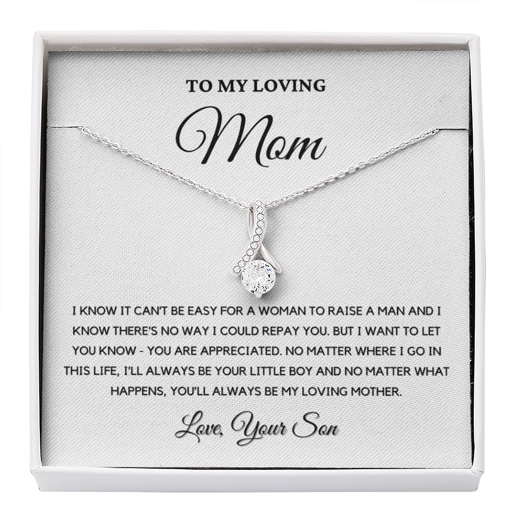 To My Loving Mom - Love Knot Necklace | Gift for Mother's Day From Son, I'll Always Be Your Little Boy, You'll Always Be My Loving Mother 4B