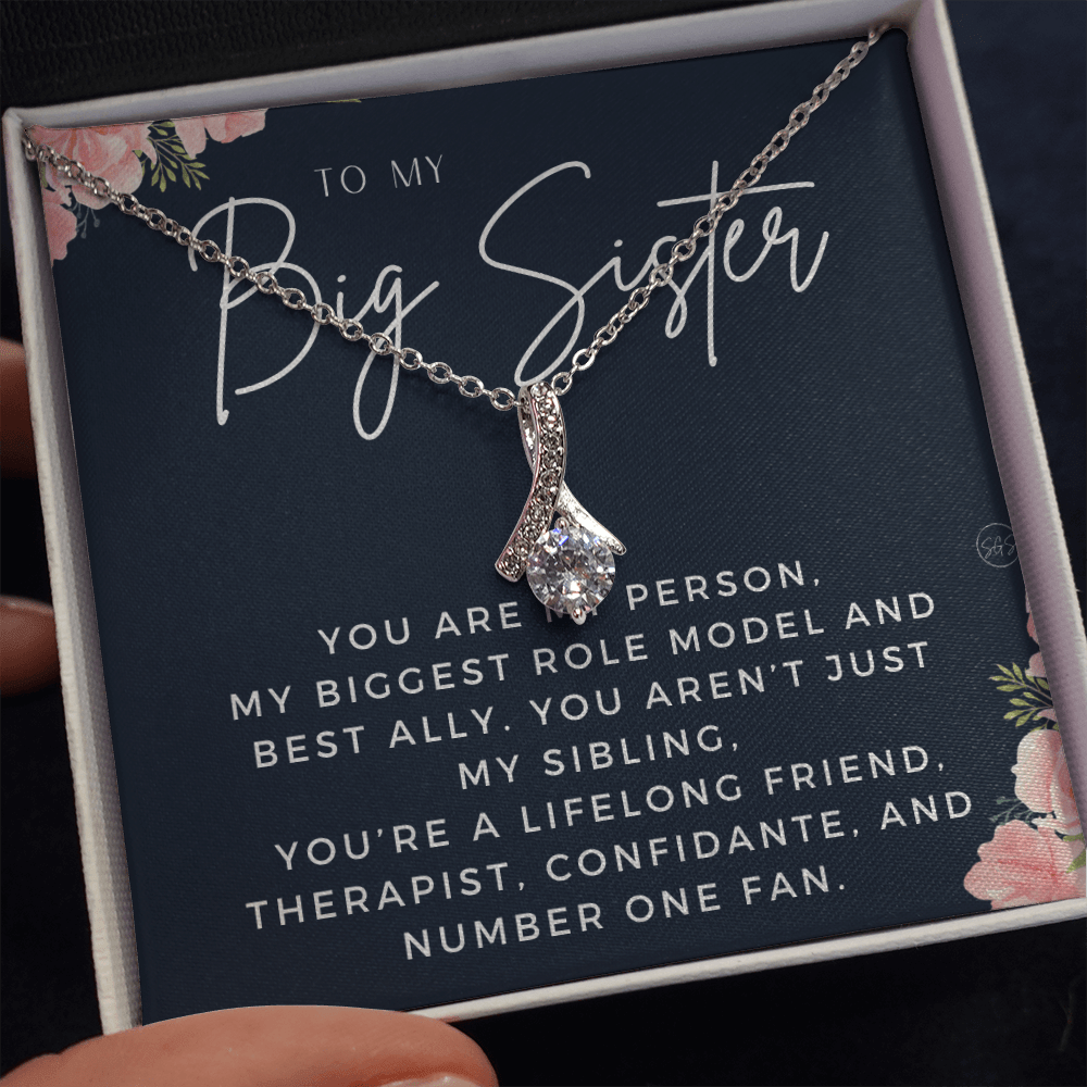 Big Sister Gift | Necklace for Older Sister, Christmas Idea, Birthday Present from Younger Sister, Best Big Sis, Heartfelt & Cute 1111bBA