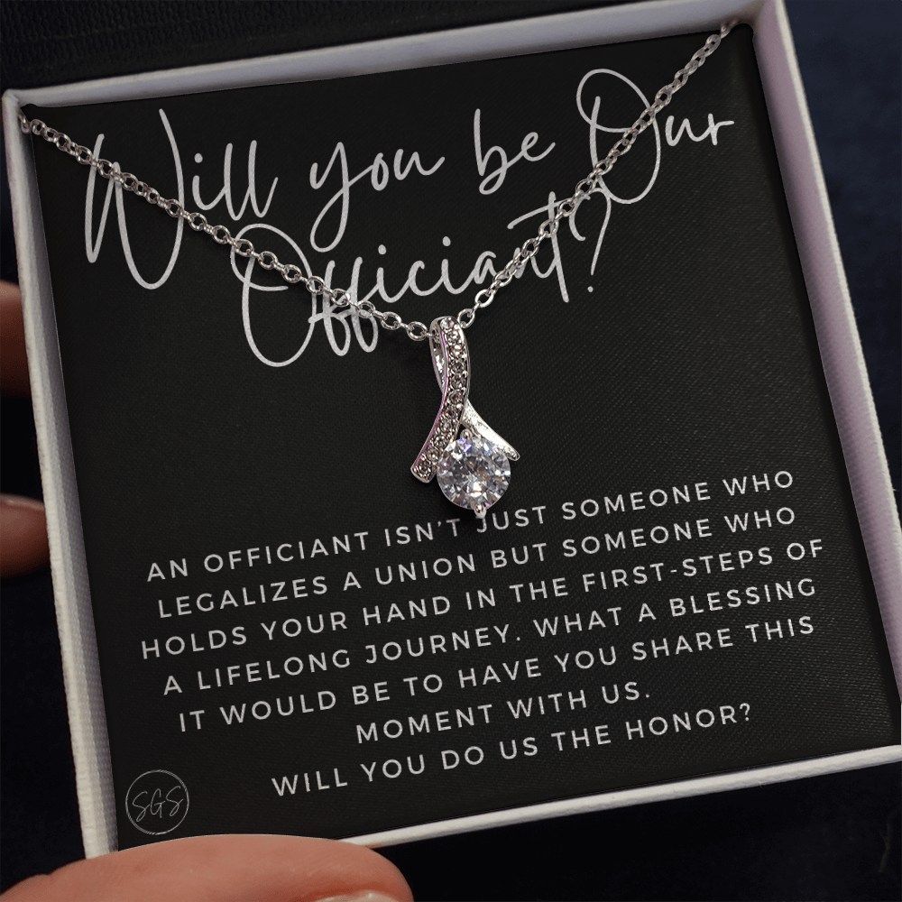 Wedding Officiant Proposal Gift | Will You Marry Us? Will You Be Our Officiant? For Friends, Best Friend Bestie Necklace Bridal Party 0817cbA