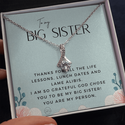 Big Sister Gift | Necklace for Older Sister, Christmas Idea, Birthday Present from Younger Sister, Best Big Sis, Heartfelt & Cute 1111gcBA