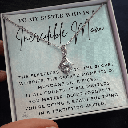 My Sister, An Incredible Mom | Gift for Pregnant Sister, Mother's Day Gift for Sister, Christmas Present for Sister-in-Law, New Mom, Second Child Baby Shower 1112sdBA