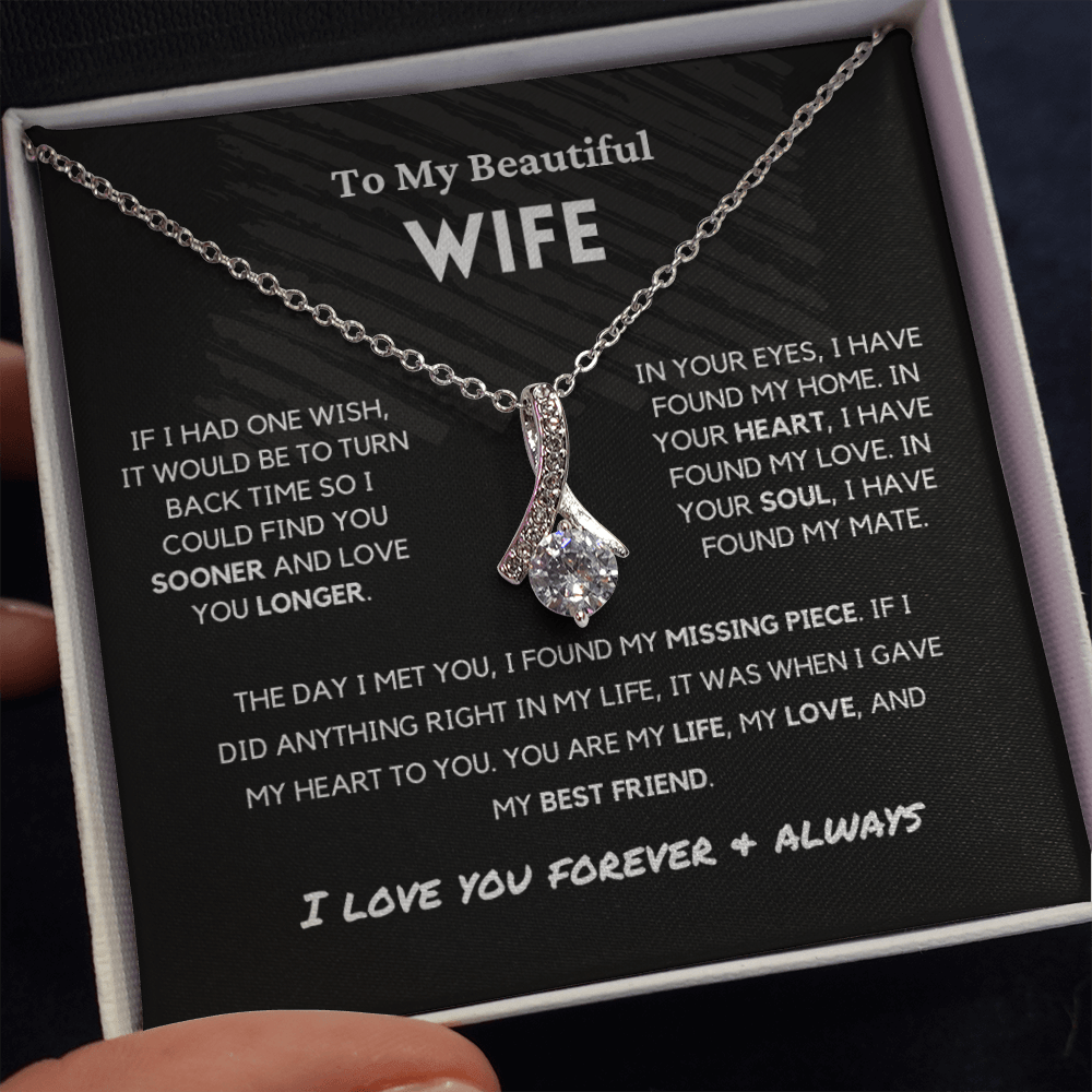 Soulmate - Missing Piece - Eternal Hope Necklace | Romantic Gift for Wife, Fiancé, Girlfriend, Valentine's Day Present 0201cB