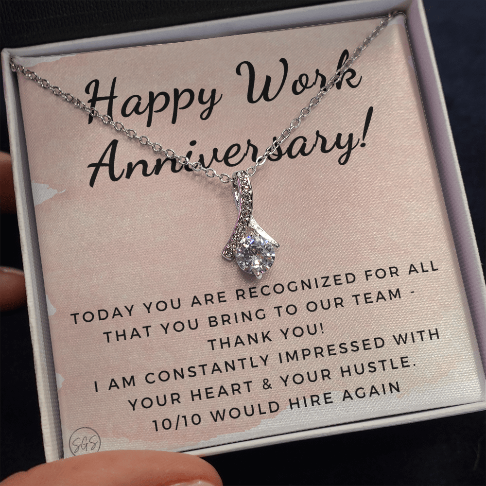 Happy Work Anniversary! Gift From Boss, Hustle, Congrats, Thank You, Christmas, Necklace, Team, Office Present, Employee Appreciation 1029aBA