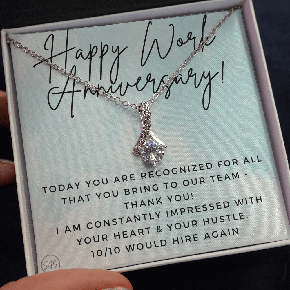 Happy Work Anniversary! Gift From Boss, Hustle, Congrats, Thank You, Christmas, Necklace, Team, Office Present, Employee Appreciation 1029bBA