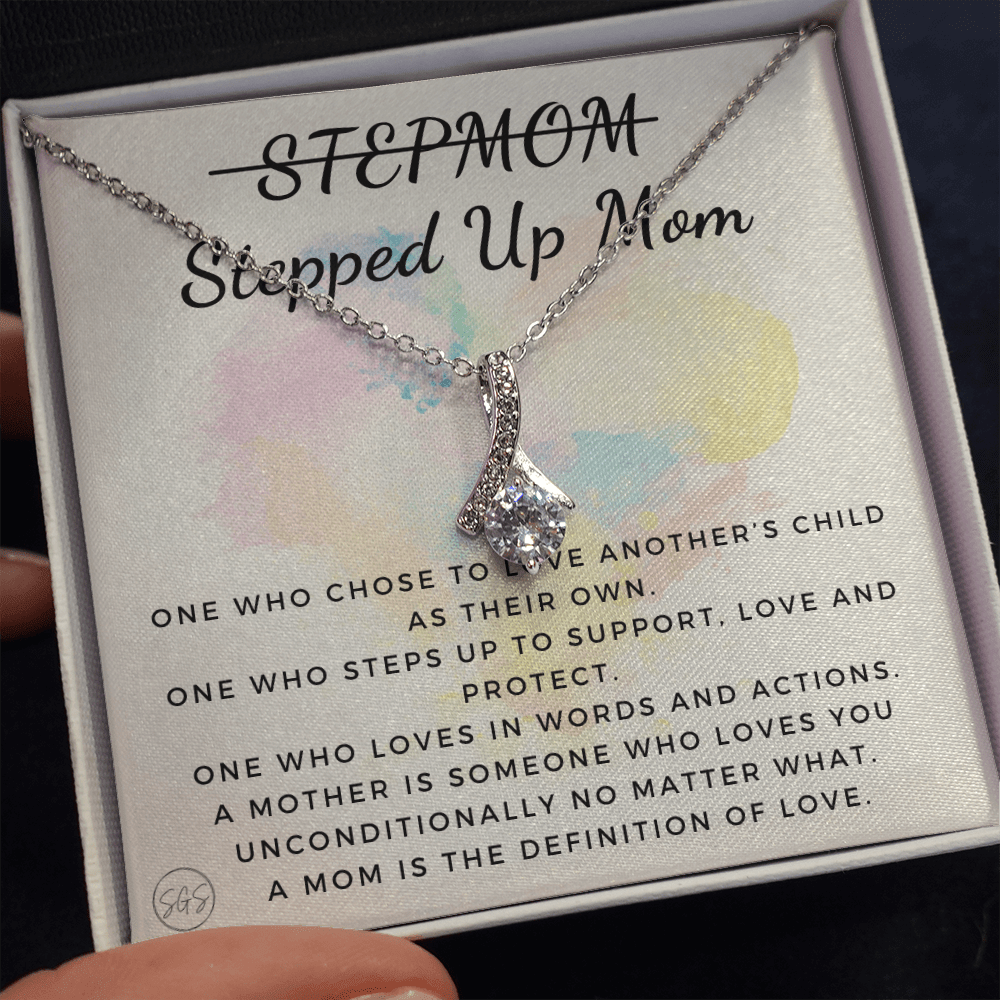 Stepped Up Mom | Gift for Stepmom, Bonus Mom, Stepmother, Grandma, Second Mama, From Step Daughter Son, Christmas, Birthday, Foster 1026eB