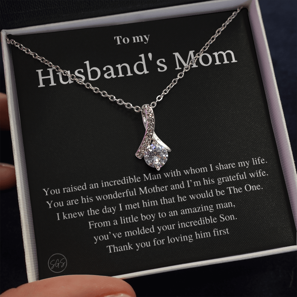 Husband's Mom Gift | Mother in Law Gift, Mother's Day Gift, From Daughter-in-Law, Mother of the Groom Necklace, Birthday, Thank You 0418bB