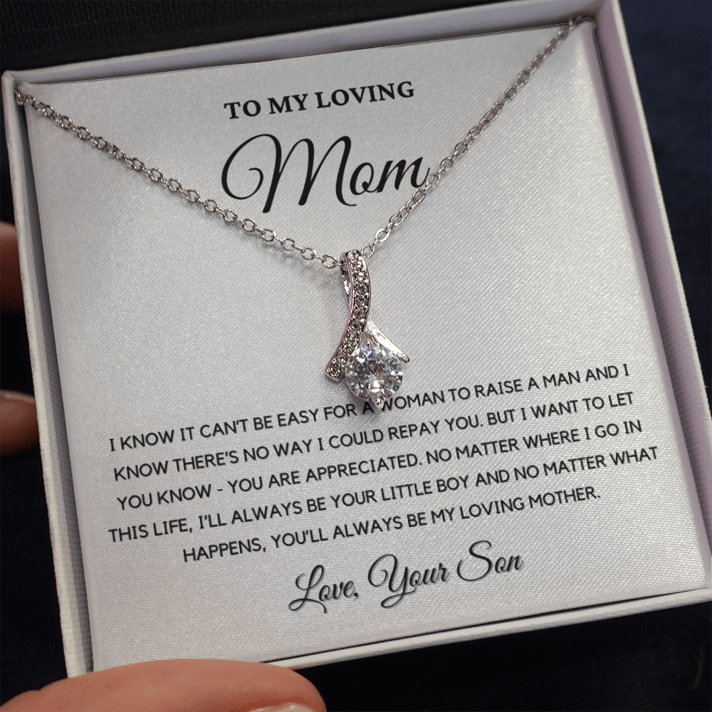 To My Loving Mom - Love Knot Necklace | Gift for Mother's Day From Son, I'll Always Be Your Little Boy, You'll Always Be My Loving Mother 4B