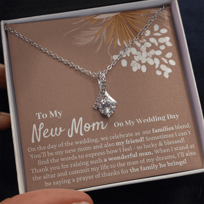 Mother in Law Wedding Gift from Bride - Mother of the Groom Necklace, Sentimental Future MIL, Pampas Grass, Beauty Pendant, Wedding Day