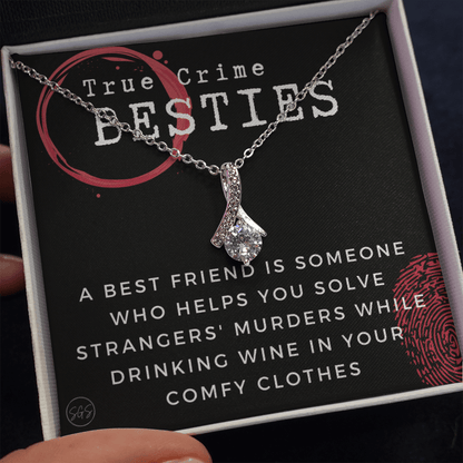 True Crime Best Friend Gift | Christmas Gift for Bestie, Funny Best Friend Necklace, True Crime & Wine, Podcast Junkie, Coffee Lover 1118-02B