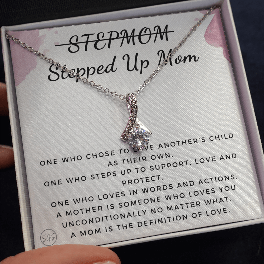 Stepped Up Mom | Gift for Stepmom, Bonus Mom, Stepmother, Grandma, Second Mama, From Step Daughter Son, Christmas, Birthday, Foster 1026fB