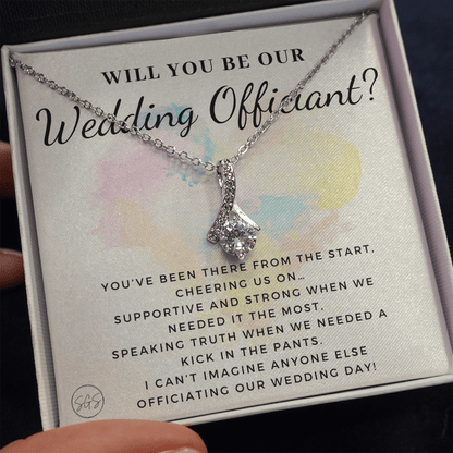 Wedding Officiant Proposal Gift | Will You Marry Us? Will You Be Our Officiant? For Friends, Best Friend Bestie Necklace Bridal Party 0817dbA