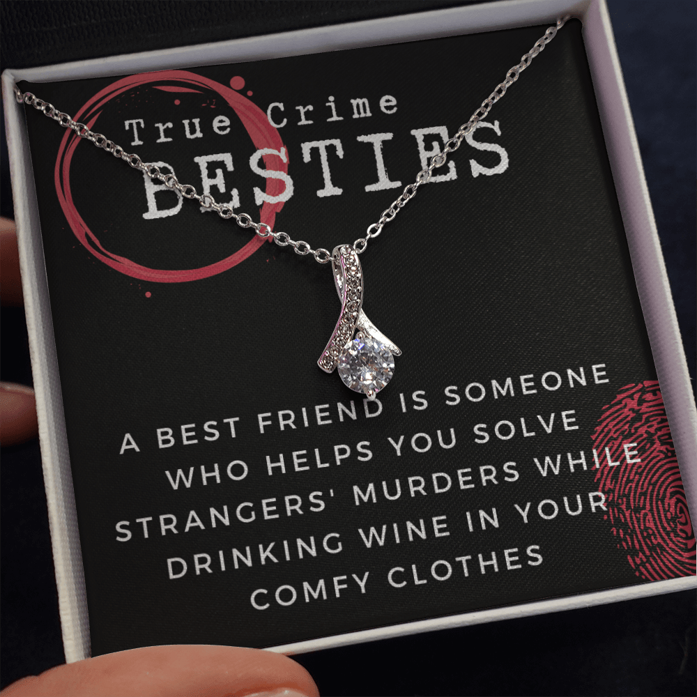 True Crime Best Friend Gift | Christmas Gift for Bestie, Funny Best Friend Necklace, True Crime & Wine, Podcast Junkie, Coffee Lover 1118-03B