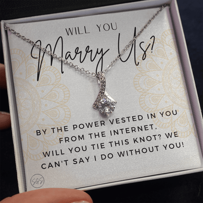 Wedding Officiant Proposal Gift | Will You Marry Us? Will You Be Our Officiant? For Friends, Best Friend Bestie Necklace Bridal Party 0817hbA