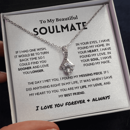 Soulmate - Missing Piece - Eternal Hope Necklace | Romantic Gift for Wife, Fiancé, Girlfriend, Valentine's Day Present 0201aB
