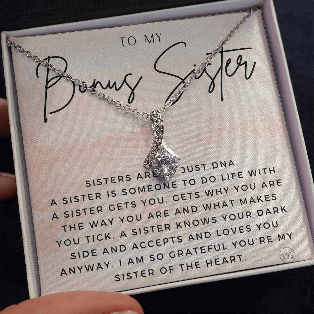 Bonus Sister Gift | Sister in Law Gift, Best Friend Necklace, Roommate, Step Sister, Christian, Birthday 25th, 16th, 30th, Christmas 1104cBA