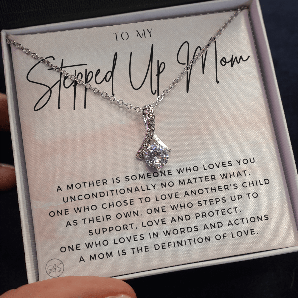 Stepped Up Mom | Gift for Stepmom, Bonus Mom, Stepmother, Grandma, Second Mama, From Step Daughter Son, Christmas, Birthday, Foster 1026bB