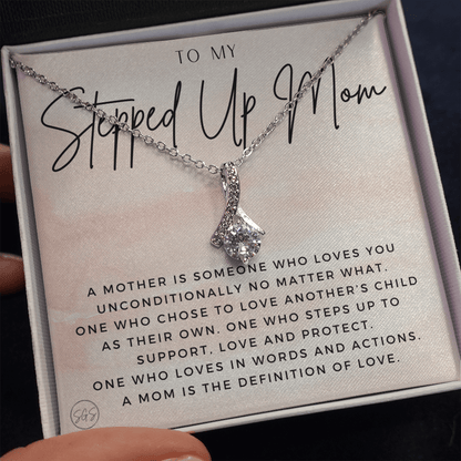 Stepped Up Mom | Gift for Stepmom, Bonus Mom, Stepmother, Grandma, Second Mama, From Step Daughter Son, Christmas, Birthday, Foster 1026bB