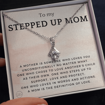 Stepped Up Mom | Gift for Stepmom, Bonus Mom, Stepmother, Grandma, Second Mama, From Step Daughter Son, Christmas, Birthday, Foster 1026aB