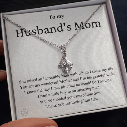 Husband's Mom Gift | Mother in Law Gift, Mother's Day Gift, From Daughter-in-Law, Mother of the Groom Necklace, Birthday, Thank You 0418aB