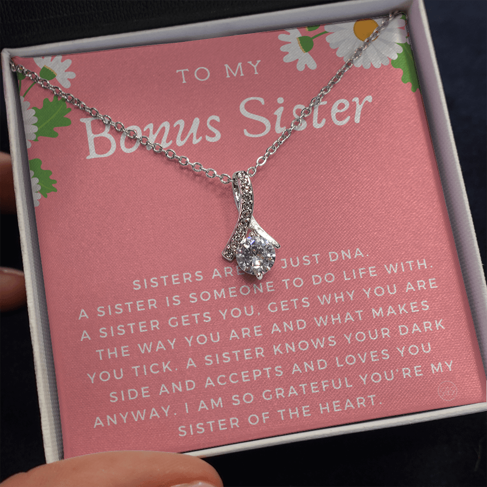 Bonus Sister Gift | Sister in Law Gift, Best Friend Necklace, Roommate, Step Sister, Christian, Birthday 25th, 16th, 30th, Christmas 1104bBA
