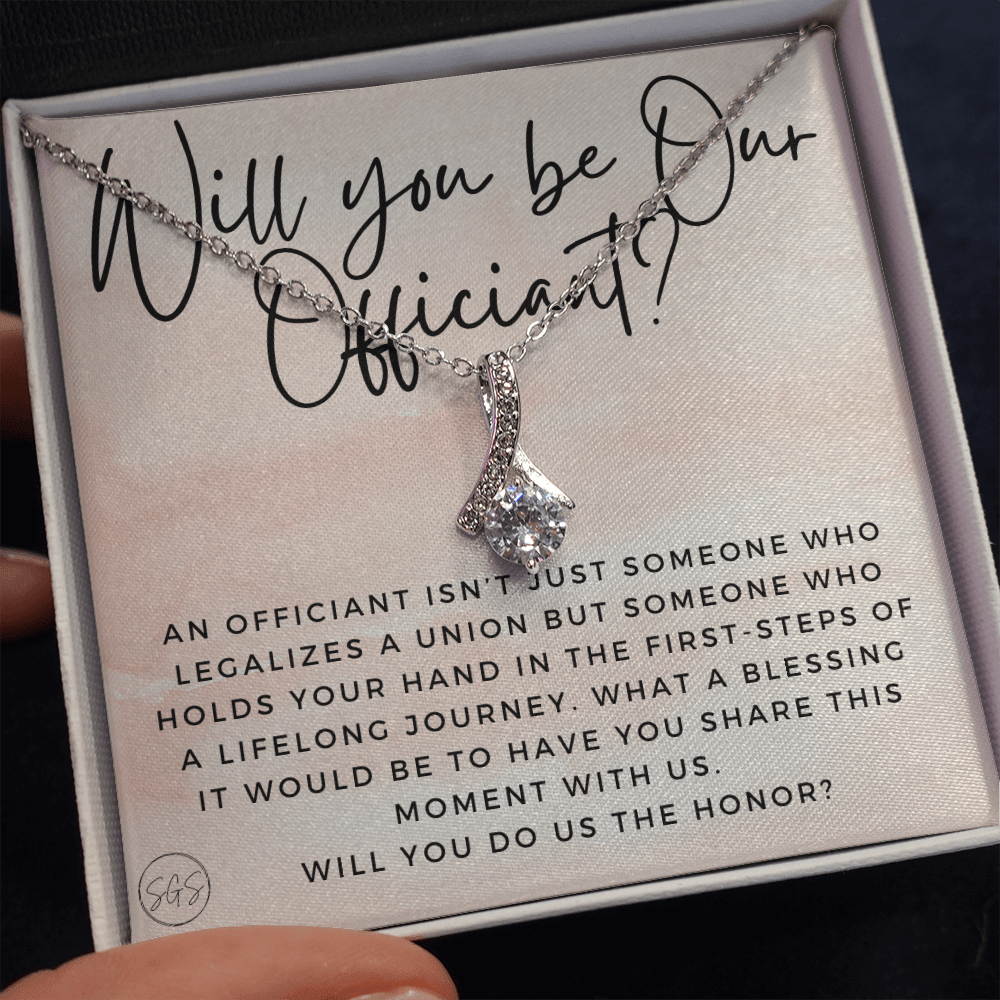 Wedding Officiant Proposal Gift | Will You Marry Us? Will You Be Our Officiant? For Friends, Best Friend Bestie Necklace Bridal Party 0817bbA