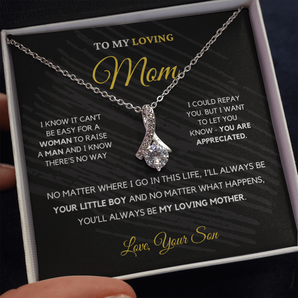 To My Loving Mom - Love Knot Necklace | Gift for Mother's Day From Son, I'll Always Be Your Little Boy, You'll Always Be My Loving Mother 2B