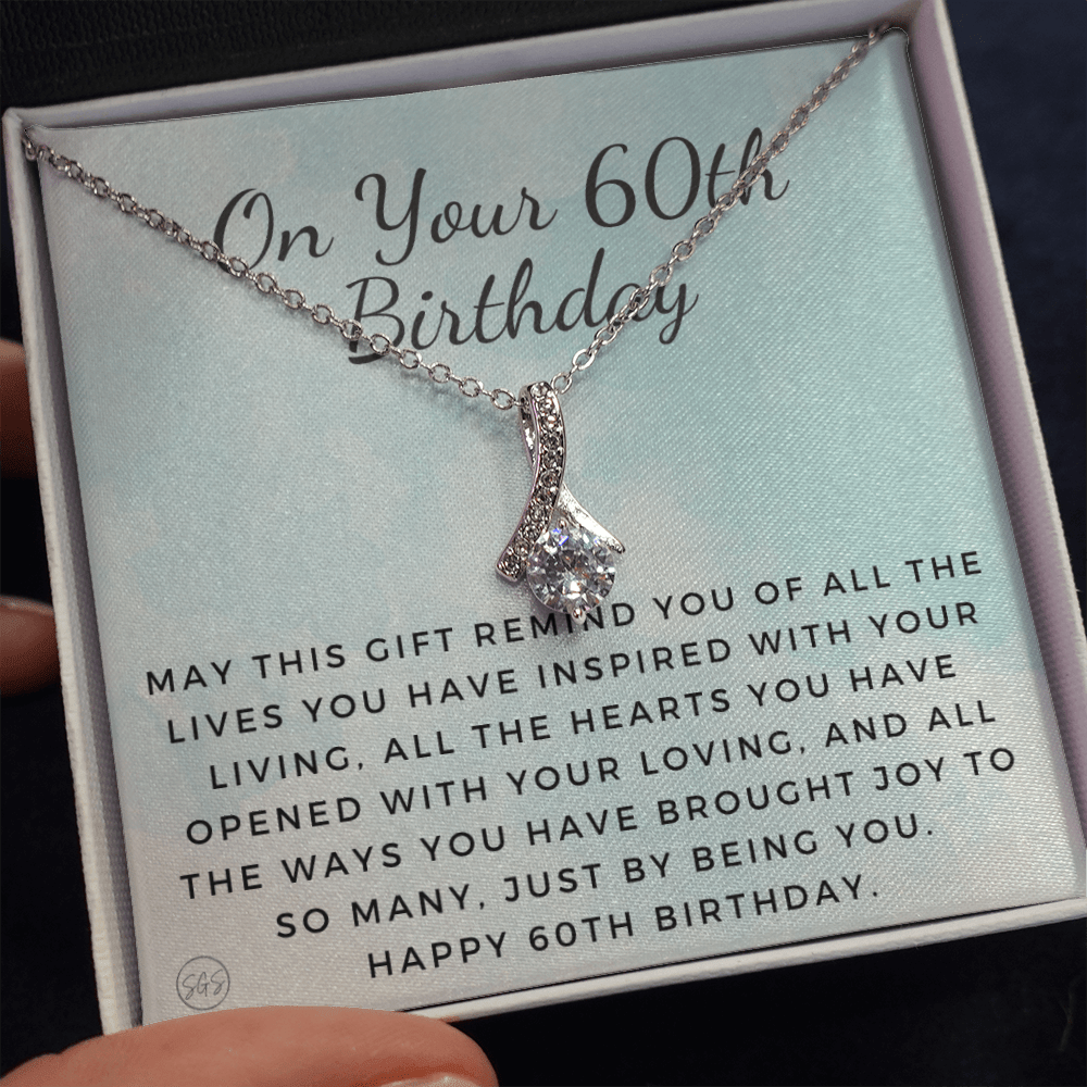 60th Birthday Gift for Women | Bday Present for Mom, Stepmom, Grandma, Friend, Employee, Funny and Heartfelt Card and Necklace 2803b