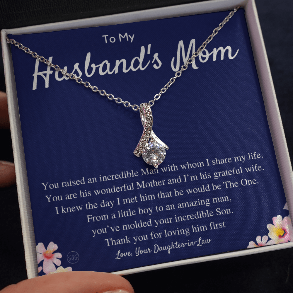 Husband's Mom Gift | Mother in Law Gift, Mother's Day Gift, From Daughter-in-Law, Mother of the Groom Necklace, Birthday, Thank You 0418cB