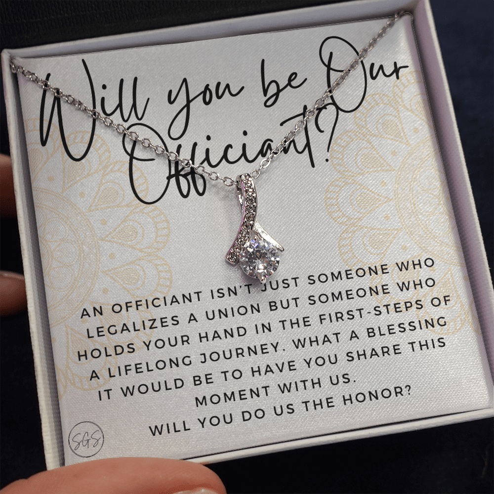 Wedding Officiant Proposal Gift | Will You Marry Us? Will You Be Our Officiant? For Friends, Best Friend Bestie Necklace Bridal Party 0817abA