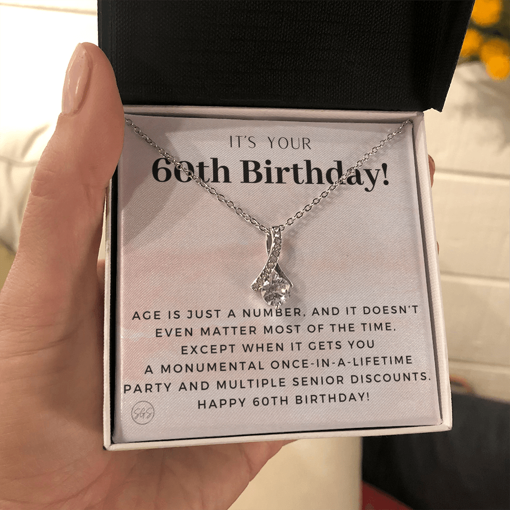 60th Birthday Gift for Women | Bday Present for Mom, Stepmom, Grandma, Friend, Employee, Funny and Heartfelt Card and Necklace 2805b