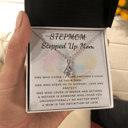 Stepped Up Mom | Gift for Stepmom, Bonus Mom, Stepmother, Grandma, Second Mama, From Step Daughter Son, Christmas, Birthday, Foster 1026eB