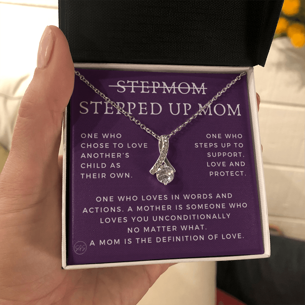 Stepped Up Mom | Gift for Stepmom, Bonus Mom, Stepmother, Grandma, Second Mama, From Step Daughter Son, Mother's Day, Birthday, Foster 125bB