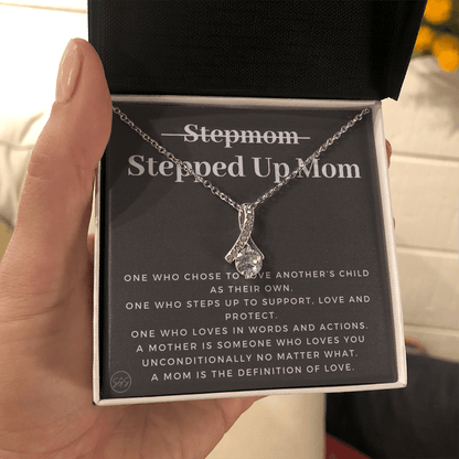 Stepped Up Mom | Gift for Stepmom, Bonus Mom, Stepmother, Grandma, Second Mama, From Step Daughter Son, Christmas, Birthday, Foster 1105cB
