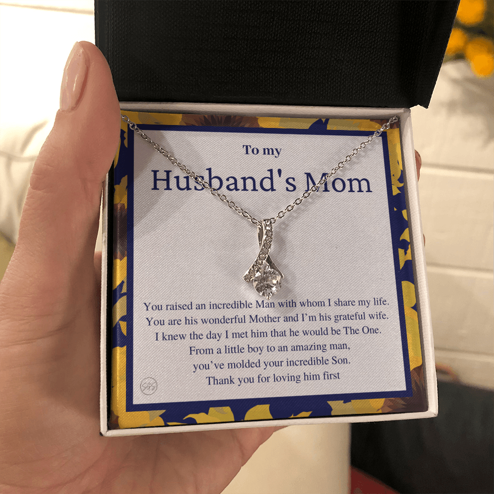 Husband's Mom Gift | Mother in Law Gift, Mother's Day Gift, From Daughter-in-Law, Mother of the Groom Necklace, Birthday, Thank You 0418dB