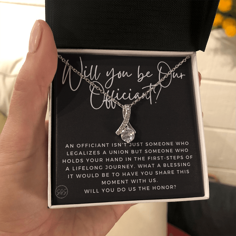 Wedding Officiant Proposal Gift | Will You Marry Us? Will You Be Our Officiant? For Friends, Best Friend Bestie Necklace Bridal Party 0817cbA