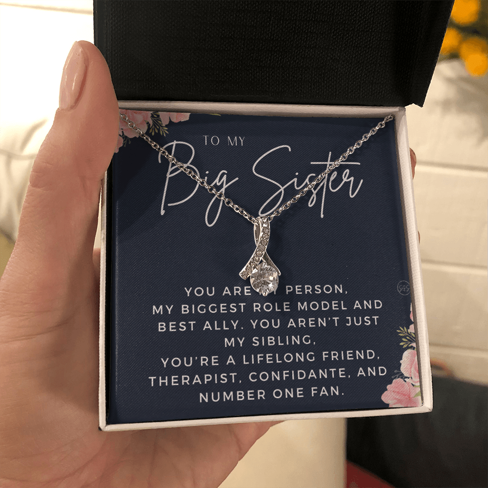 Big Sister Gift | Necklace for Older Sister, Christmas Idea, Birthday Present from Younger Sister, Best Big Sis, Heartfelt & Cute 1111bBA